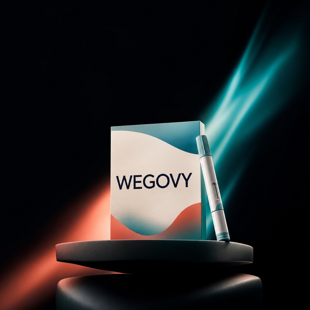 Original branded representative editorial visualization for Wegovy; not retail-package photography